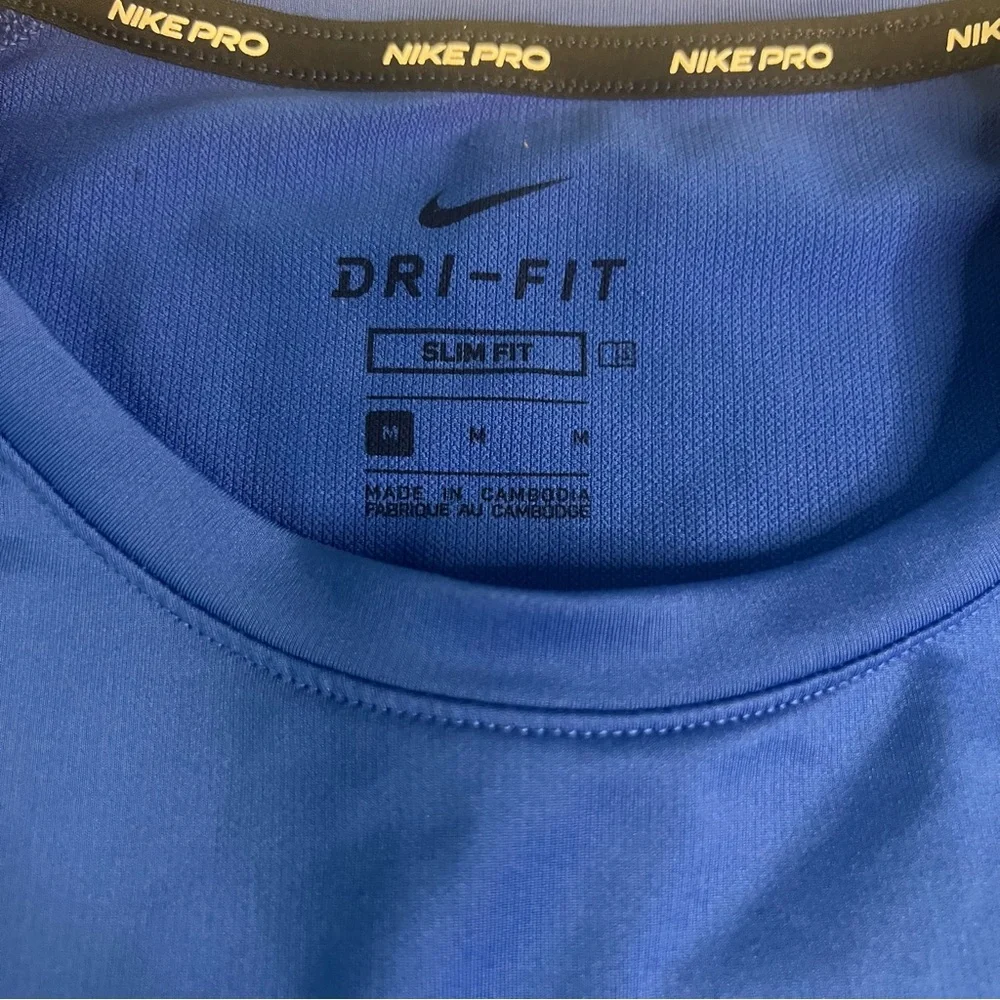 Nike Pro Dri-FIT Long Sleeve Shirt Men’s Medium‎ Blue Slim Fit Athletic Training
